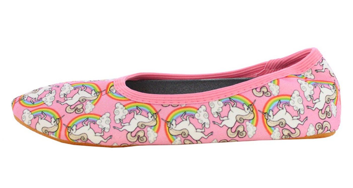Beck Schläppchen Rainbow Gymnastikschuh (Einhörner sind der ungebremste Renner, perfekt für Sport und Zuhause) mit rutschfester Gummi-Laufsohle – Bild 4 von 5