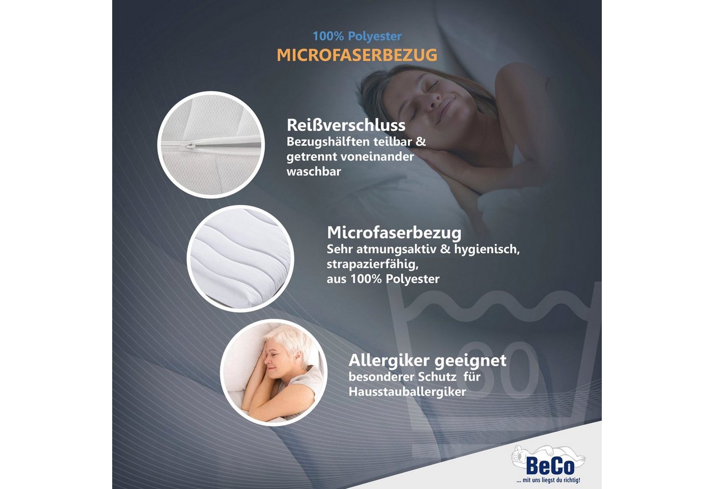 Komfortschaummatratze Matratze,7 Zonen, Komfortschaum, zwei Liegeseiten, Beco, Matratze Selection MF in zwei Höhen 14 oder 22 cm ! – Bild 4 von 5