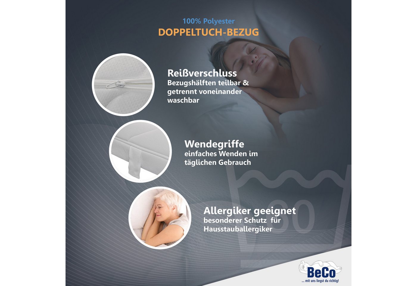 Komfortschaummatratze Medistar KS, Matratze Kaltschaum-Feeling 90x200 cm, 140x200 cm, Beco, 21 cm hoch, Geprüft mit 1,0* "SEHR GUT" & bewertet mit**Deutschland  – Bild 4 von 5