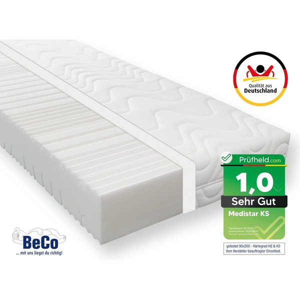 Komfortschaummatratze Medistar KS, Matratze Kaltschaum-Feeling 90x200 cm, 140x200 cm, Beco, 21 cm hoch, Geprüft mit 1,0* "SEHR GUT" & bewertet mit**Deutschland 