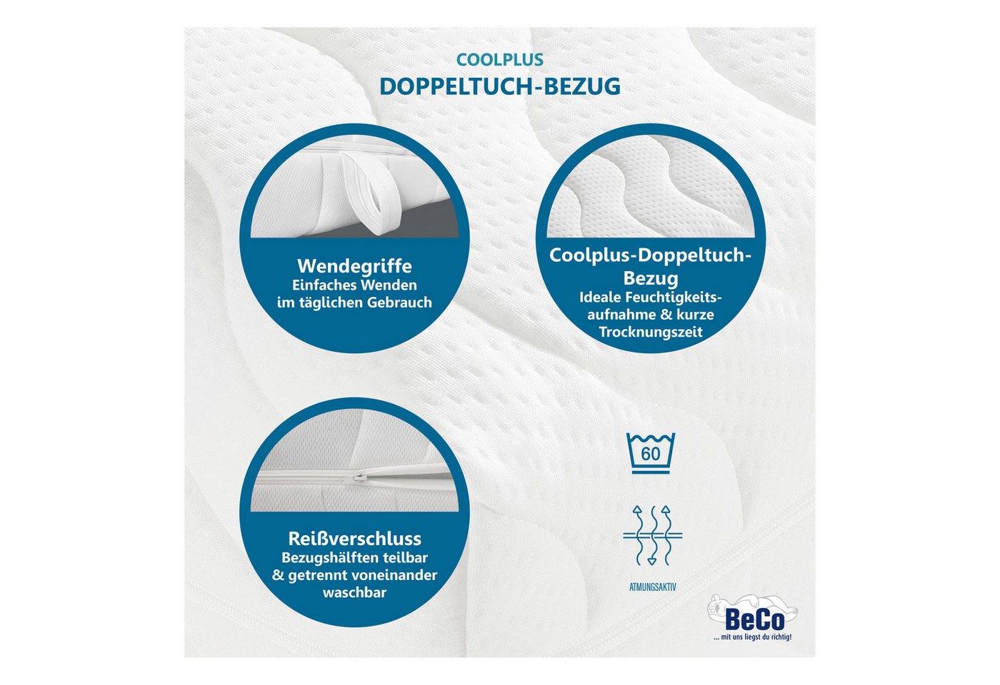 Komfortschaummatratze Premium Cool Plus, Matratze in 140x200 cm und weiteren Größen, Beco, 25 cm hoch, Optimales Schlafklima durch Cool-Plus-Markenfaser – Bild 4 von 5