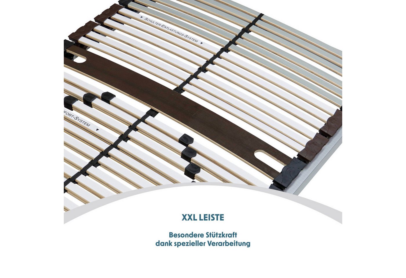 Lattenrost Big-Stabil & Fest, extra belastbar bis 200kg, Beco, Lattenrost 100x200 cm, 7.5cm hoch, 7 Zonen, vormontiert, hergestellt in Deutschland – Bild 2 von 5