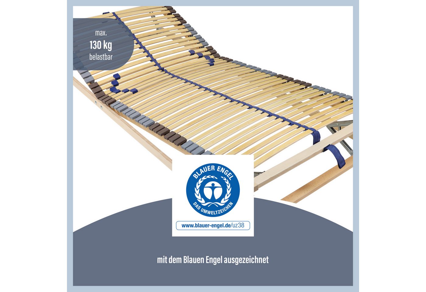 Lattenrost Blue Royal KF, Beco, Kopfteil manuell verstellbar, Fußteil manuell verstellbar, ausgezeichnet mit dem Blauen Engel – Bild 4 von 5