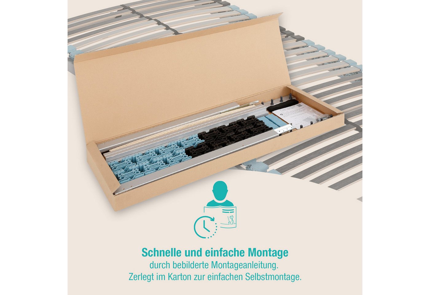 Lattenrost Royal Duo NV, Beco, zerlegt, nicht verstellbar, Made in Germany, schutzummantelt – Bild 2 von 5
