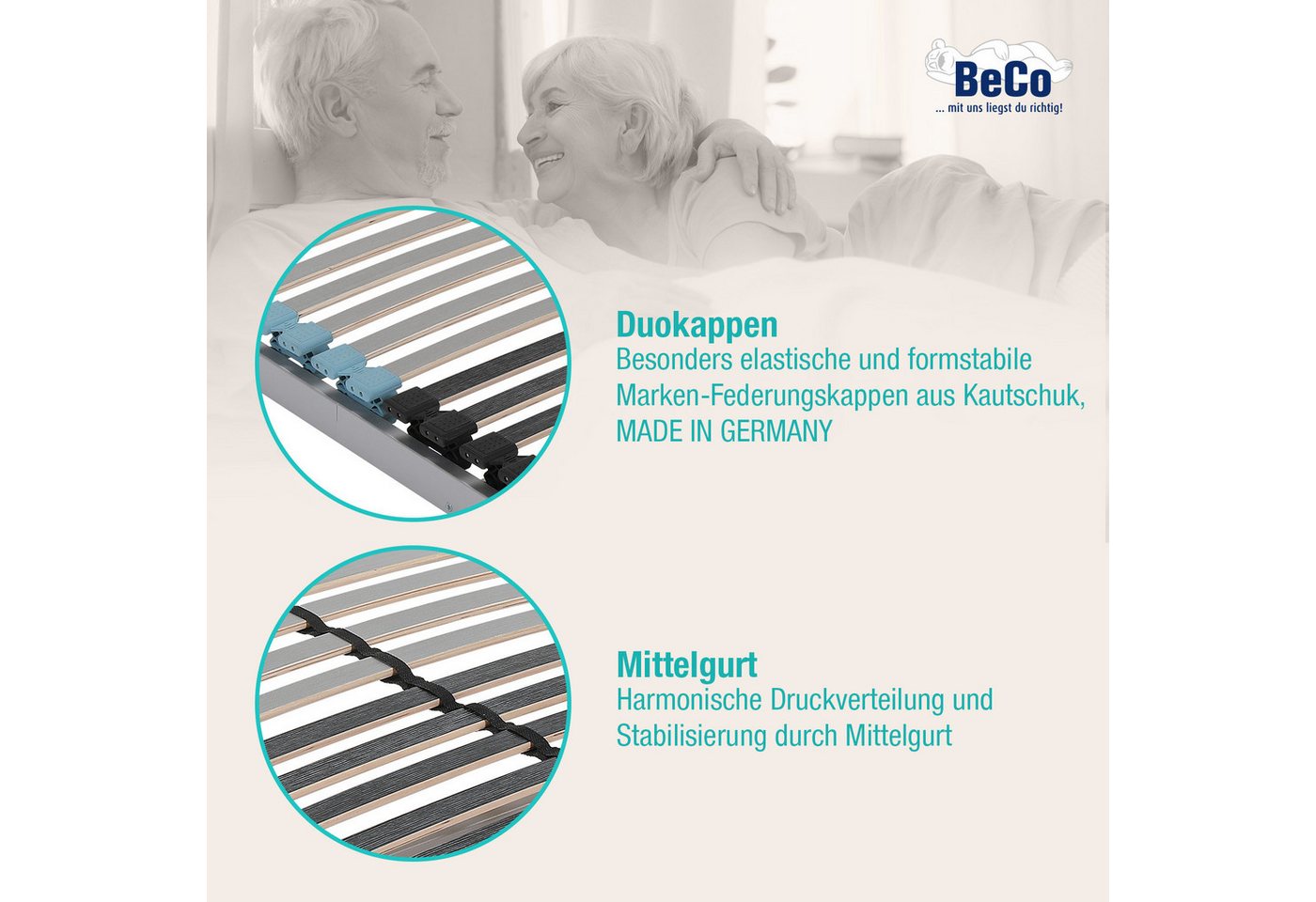 Lattenrost Royal Duo NV, Beco, zerlegt, nicht verstellbar, Made in Germany, schutzummantelt – Bild 4 von 5