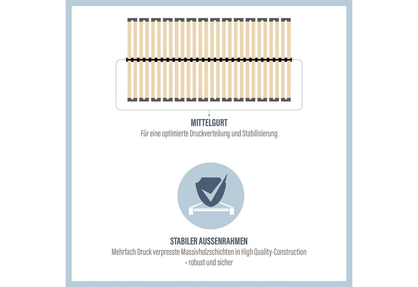Lattenrost Standard, Beco, Kopfteil manuell verstellbar, Fußteil nicht verstellbar, mit Kopfverstellung und Härteregulierung – Bild 4 von 5