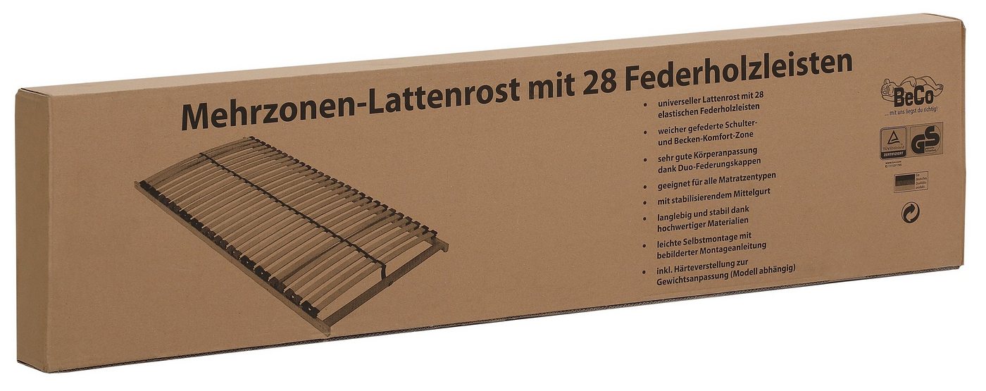 Lattenrost Super Fix, Beco, Kopfteil nicht verstellbar, Fußteil nicht verstellbar, 7-Zonen Lattenrost zerlegt im Karton – Bild 4 von 5
