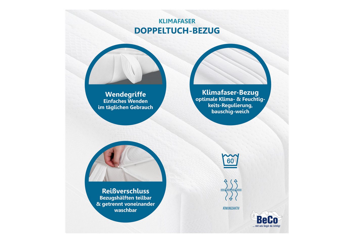 Taschenfederkernmatratze BodyMax, Beco, 22 cm hoch, komfortable Matratze in 90x200, 140x200 cm und weiteren Größen – Bild 4 von 5