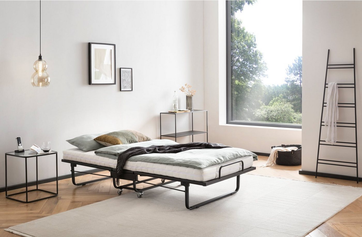 BedBox Gästebett Gästebett, Klappbett, Raumsparbett mit Spiralnetgitter mit Kaltschaummatratze, inclusive Staub Husse, 90x200 oder 120x200 cm – Bild 4 von 4