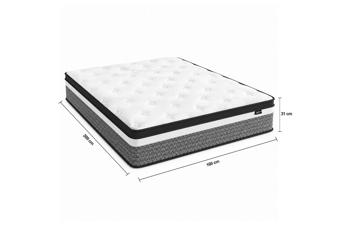 Taschenfederkernmatratze 160 x 200cm, mit Comfort Memory-Schaum Schicht, Bednew, 31 cm hoch, Druckentlastung, Temperaturausgleichend, 101 Nächte Probeschlafen – Bild 2 von 5