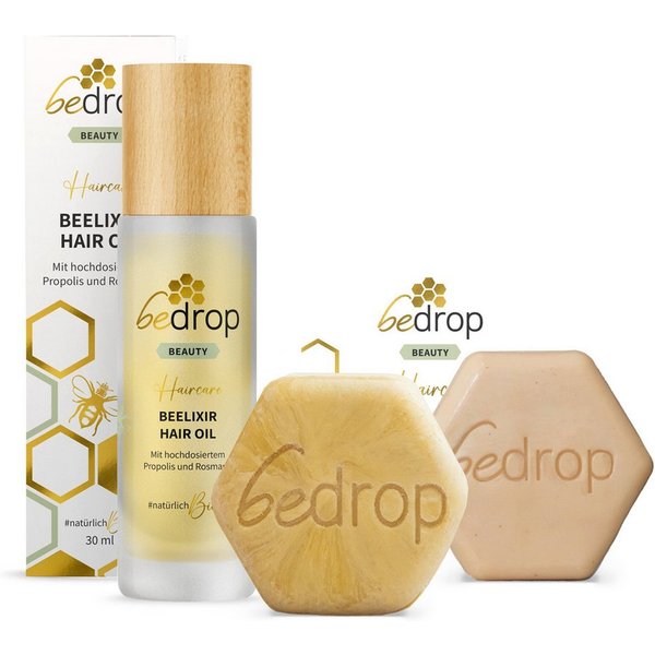 bedrop Haarpflege-Set Beelixir Hair Oil & fester Conditioner, Gelée Royale festes Shampoo, Geschenkset Haare, Ideal für die tägliche Haarpflege und -kur.
