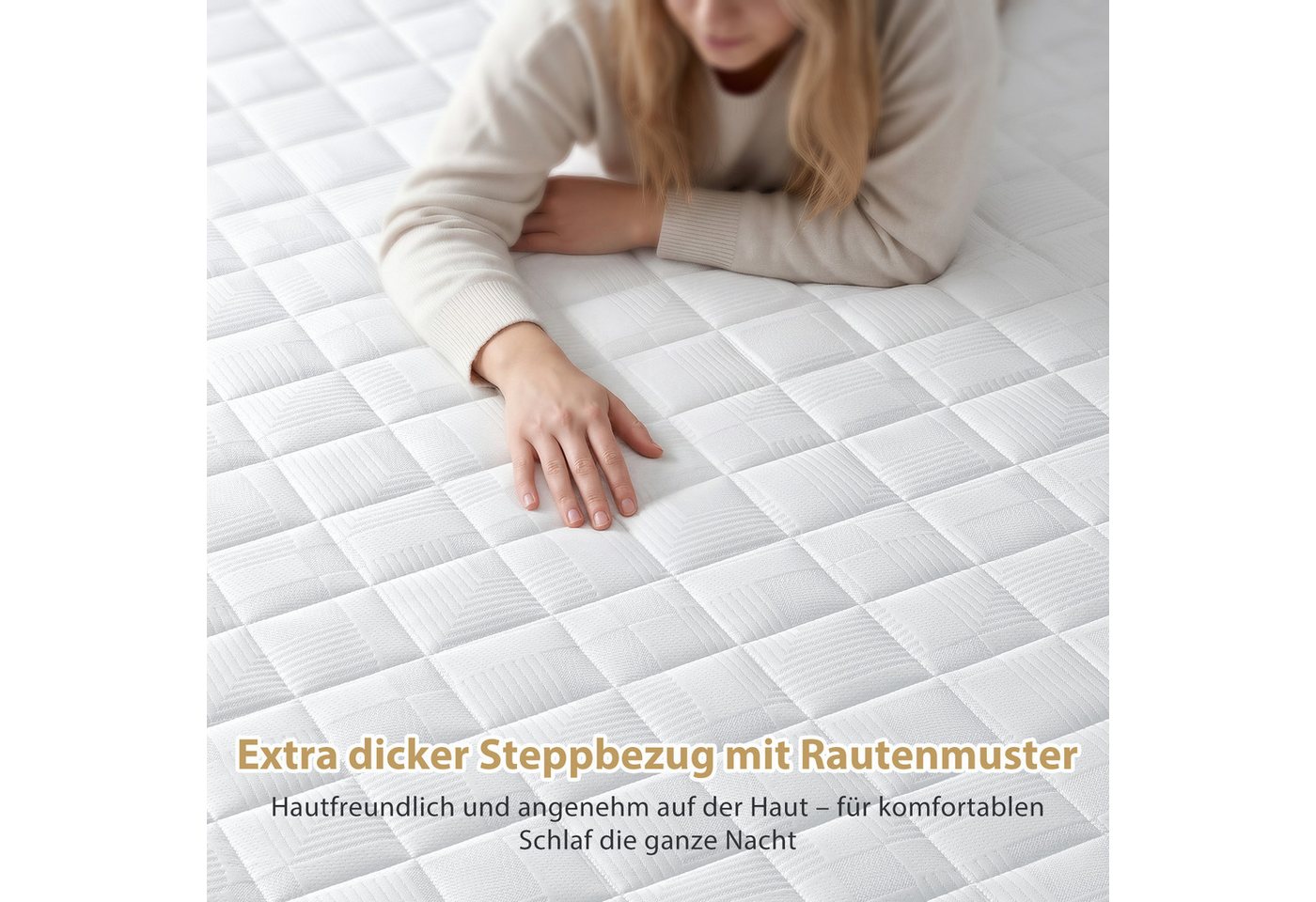 BedStory, Topper 180 x 200 cm topper H4 mittelhart oder H6 extra Hart Matratzentopper, 7.6 cm hoch, Kaltschaum, (Packung), Doppelte Rutschfestigkeit, Maschinenw – Bild 4 von 5