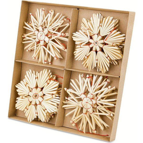 BEESI Christbaumschmuck 16x Strohsterne Set Ø 10cm I Christbaumschmuck Retro I Baumschmuck (16-tlg), I Weihnachtsbaumschmuck Strohsterne Retro