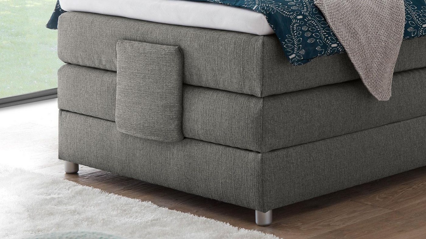 Bega Consult Boxspringbett Boxspringbett Manolo 2 in Stoff elephant mit Motor 100x200 cm – Bild 4 von 5