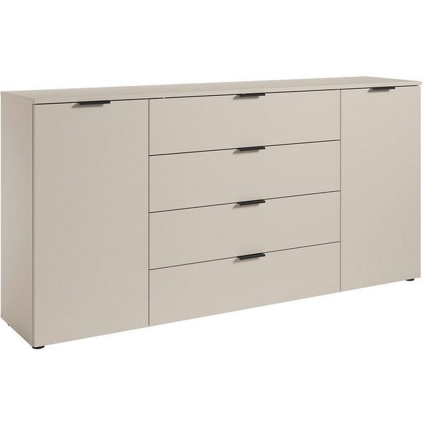 Bega Consult Kommode LINZ, Greige, Schwarz, Kaschmir Dekor, 4 Schubladen, 2 Türen, B 180,2 x H 89,7 x T 40 cm