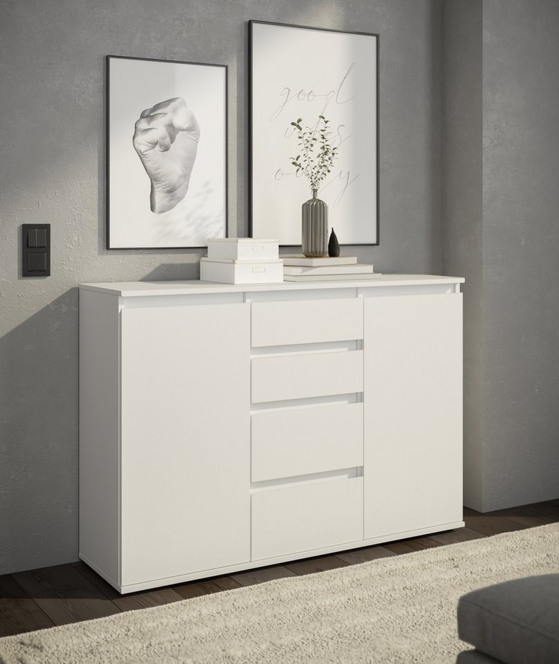 Bega Consult Sideboard 2 Türen, 4 Schübe, in weiß - 119x84x35cm (BxHxT) – Bild 2 von 5