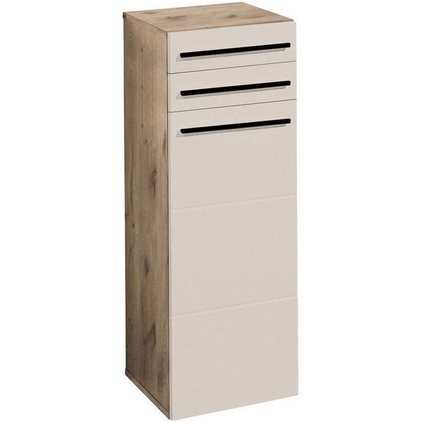 Bega Consult Unterschrank SPLIT, Viking Eiche Dekor, Sandfarben, 1 Tür, 2 Schubladen, B 34 x H 104 x T 31 cm
