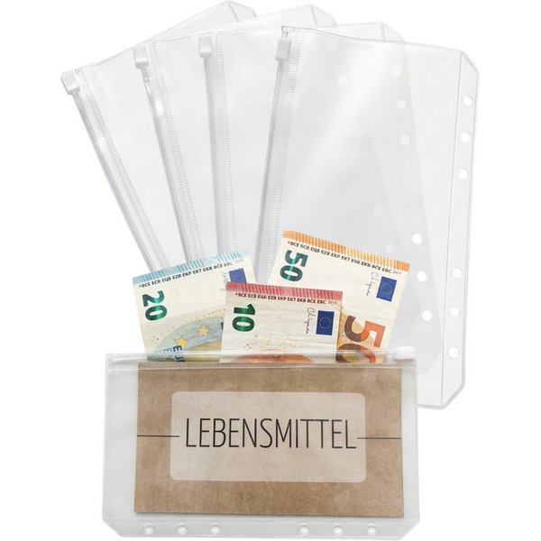 BeginnerBudget Prospekthülle A6 Klarsichthüllen Reißverschluss PVC Budget Organizer (4/8/12 Pack)