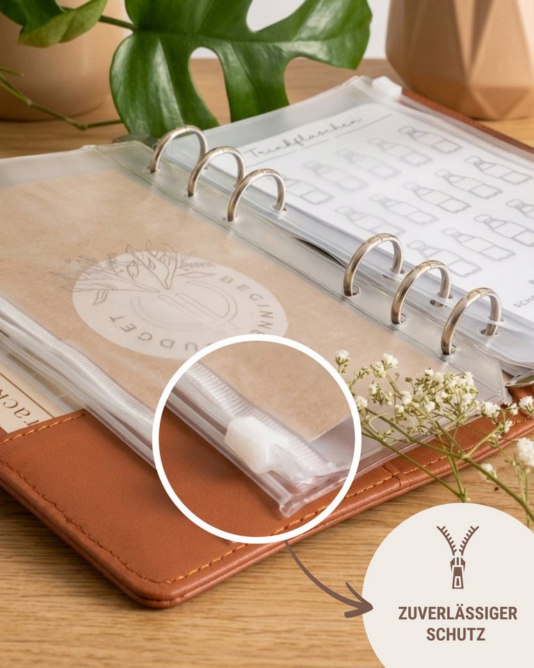 BeginnerBudget Prospekthülle A6 Klarsichthüllen Reißverschluss PVC Budget Organizer (4/8/12 Pack) – Bild 4 von 5