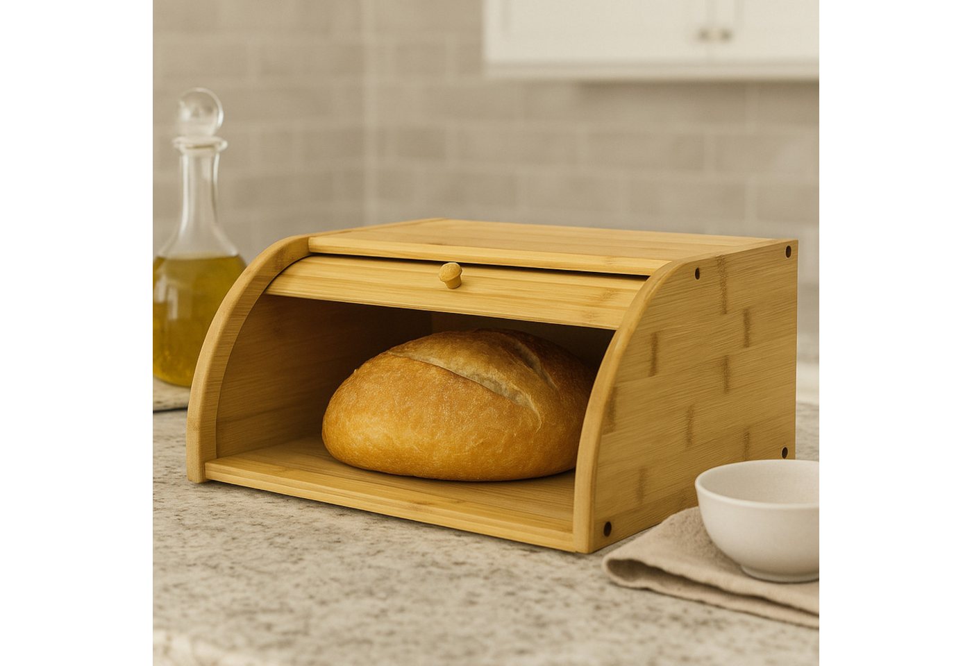 BEGRYF Brotkasten KH4, Bambus, (Einzelartikel, 1-teilig), Rolldeckel mit Griffknopf – Bild 5 von 5
