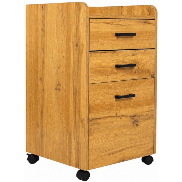 BEGRYF Rollcontainer Eichefarben 40 x 42 x 72 cm, mit 3 Schubladen, auf Rollen