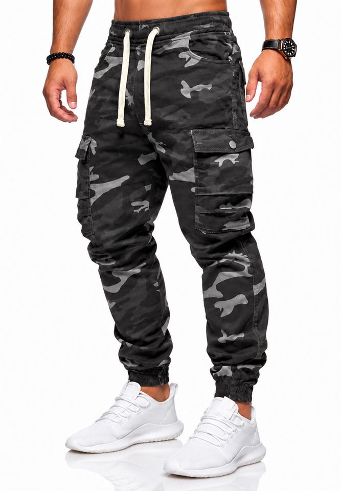 behype Cargohose als Stoffhose mit Stretch Chino Cargo Hose mit Tarnmuster für Herren – Bild 2 von 4
