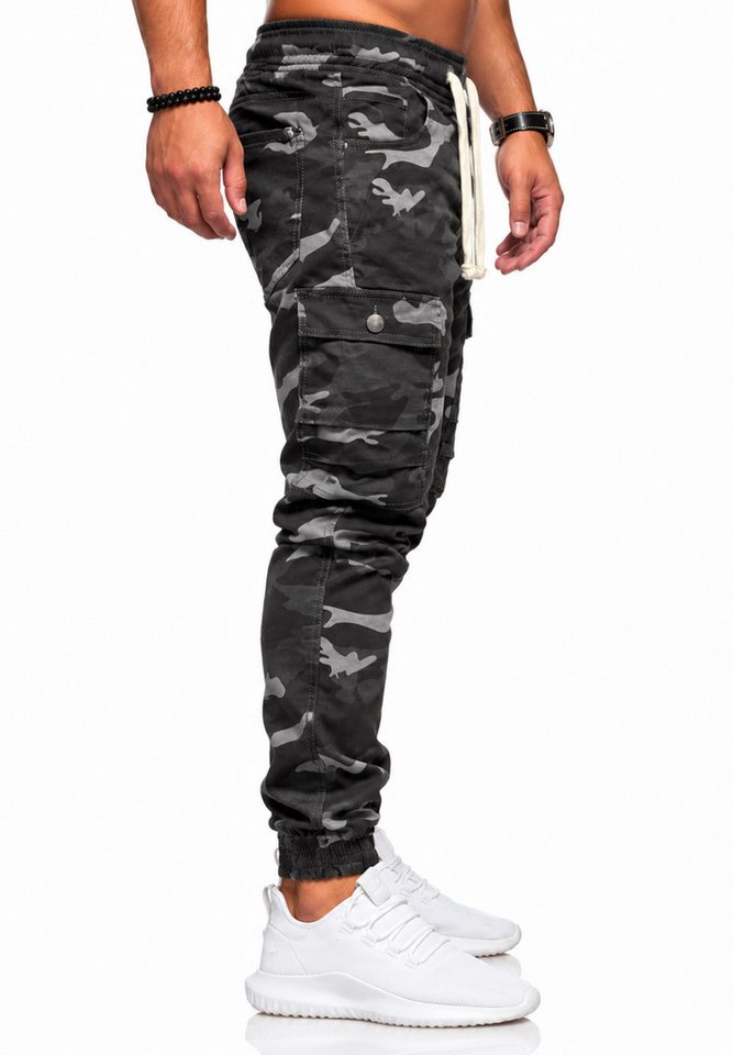 behype Cargohose als Stoffhose mit Stretch Chino Cargo Hose mit Tarnmuster für Herren – Bild 3 von 4