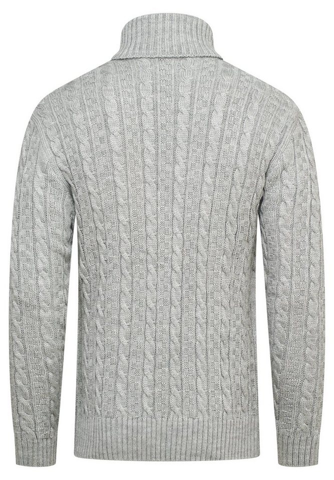 behype Rollkragenpullover BSLANA Grobstrick Zopf-Muster Winterpullover Strickpullover – Bild 2 von 2