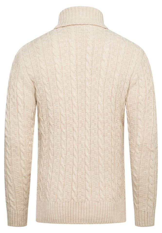 behype Rollkragenpullover BSLANA Grobstrick Zopf-Muster Winterpullover Strickpullover – Bild 2 von 2