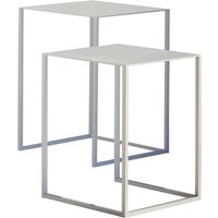 Beistelltische "pur" B 27,5/30 x T 27,5/30 x H 35/40 cm, Metall, weiß, 2er-Set