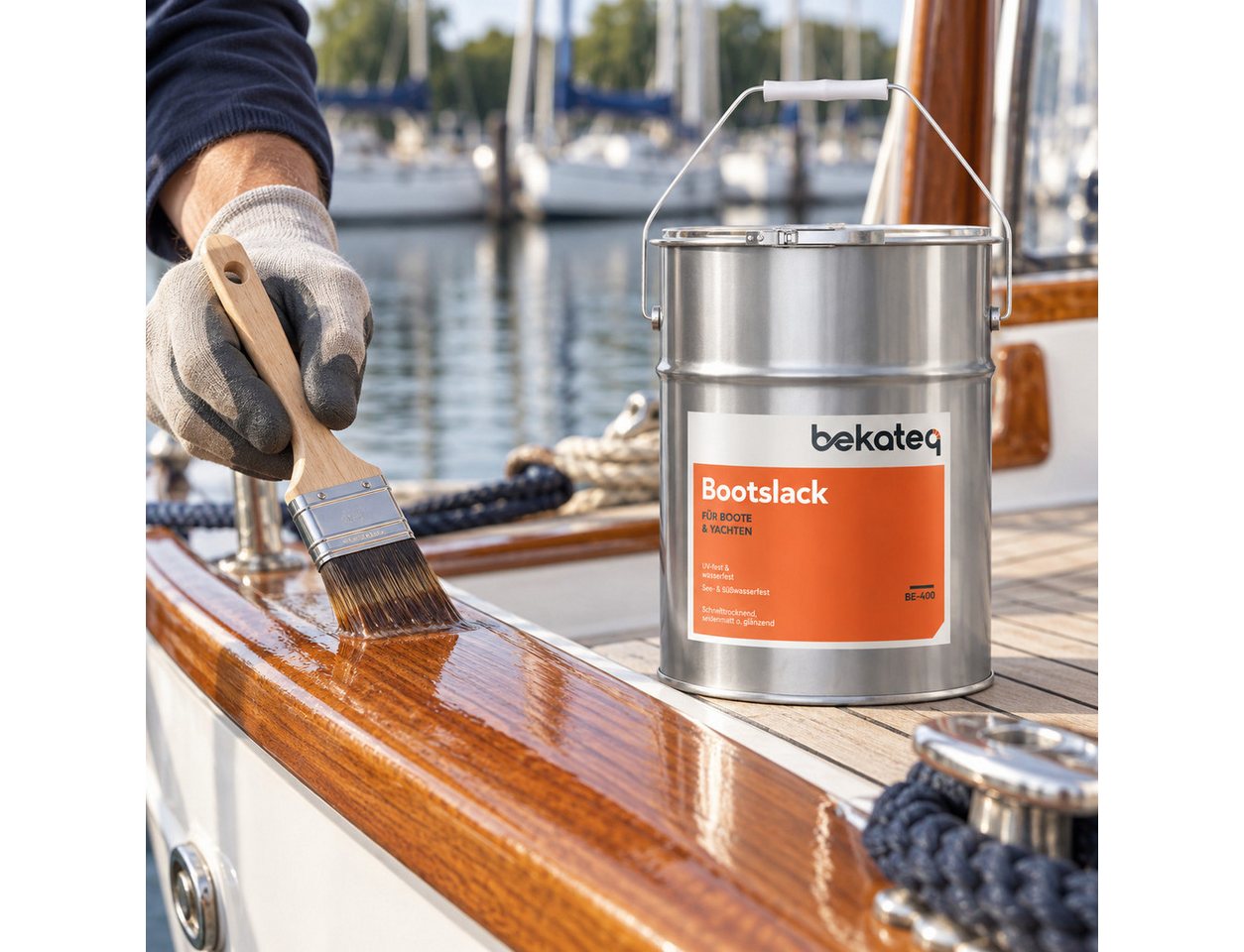 BEKATEQ Holzlack BE-400 Bootslack in seidenmatt oder glänzend, farblos, Yachtlack, Klarlack, Parkettlack, Treppenlack – Bild 2 von 5