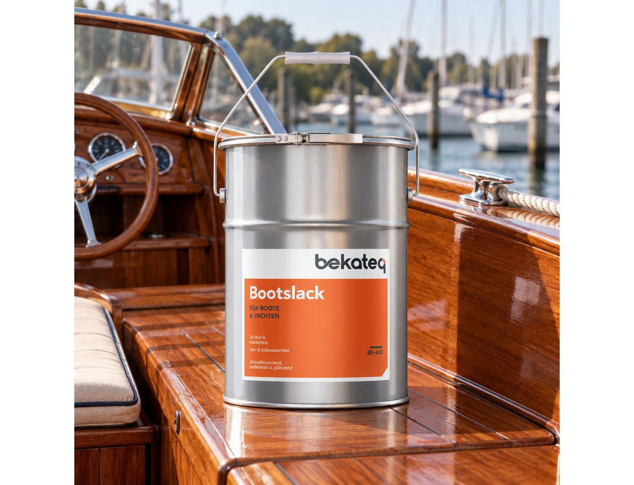 BEKATEQ Holzlack BE-400 Bootslack in seidenmatt oder glänzend, farblos, Yachtlack, Klarlack, Parkettlack, Treppenlack – Bild 3 von 5