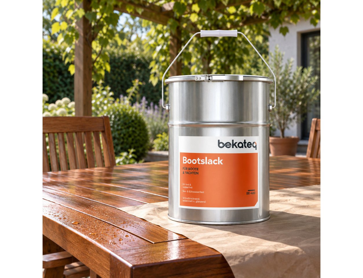 BEKATEQ Holzlack BE-400 Bootslack in seidenmatt oder glänzend, farblos, Yachtlack, Klarlack, Parkettlack, Treppenlack – Bild 4 von 5
