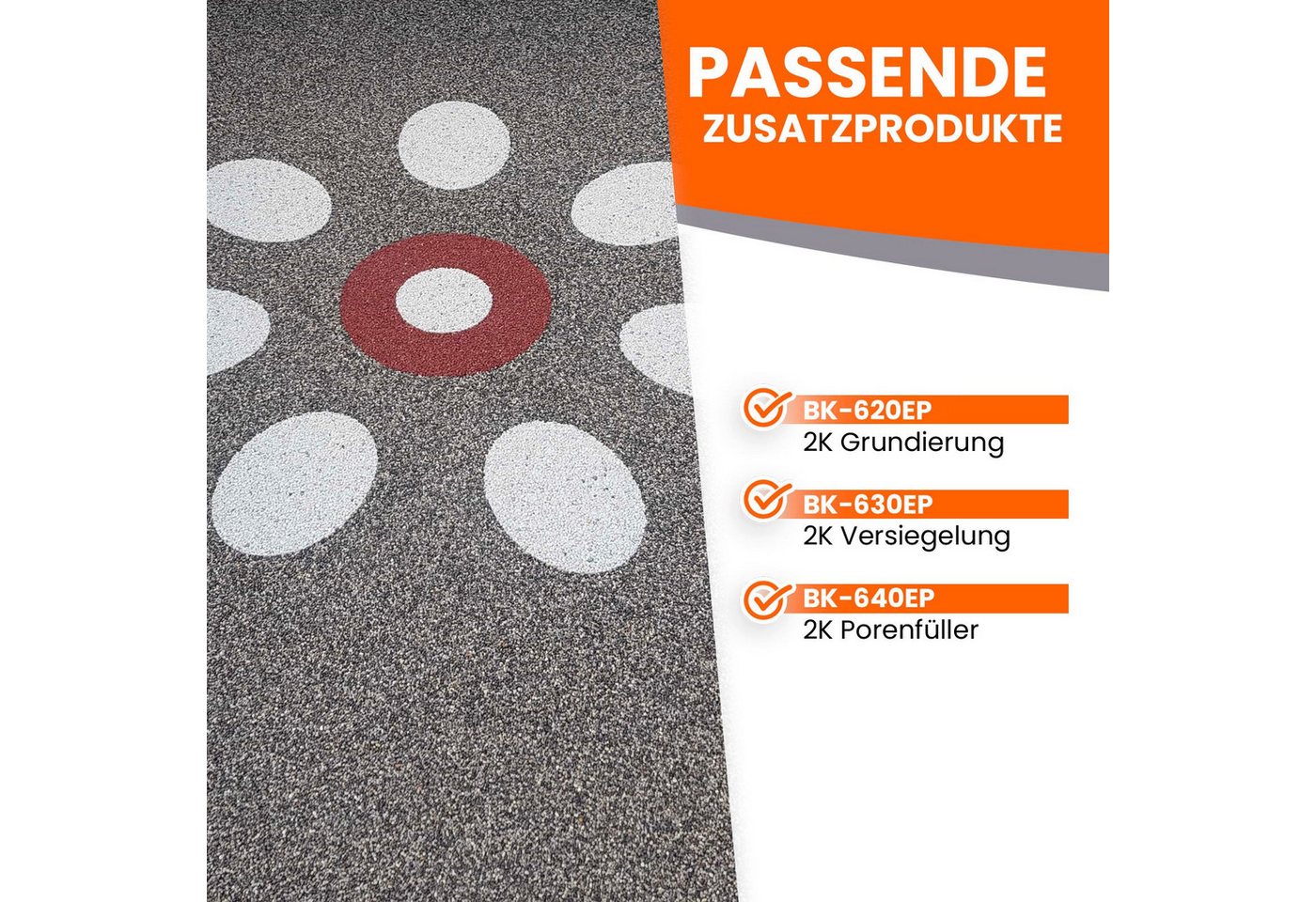 BEKATEQ Kieselsteine BK-600EP Steinteppich Set innen mit Bindemittel, (Set, 25kg Marmorkiesel + 1,5kg 2K Epoxy Kleber), Steinteppich Set Bodenbelag für 2qm, mit – Bild 5 von 5