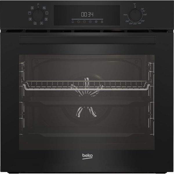 BEKO Backofen BBIM12300B, mit Teleskopauszug nachrüstbar, SteamShine, Gleichmäßige Heißluft im Backofen mit AeroPerfect