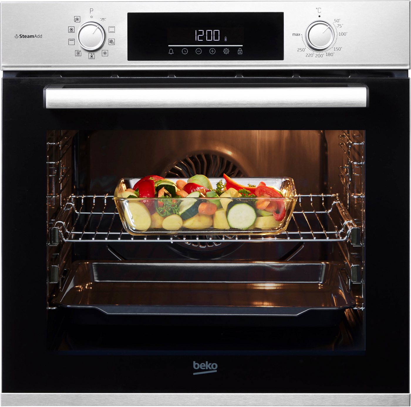 BEKO Backofen BBIS12301XE, mit 2-fach-Teleskopauszug, Simple Steam, Dampf für knusprige Kruste & fluffiges Inneres dank SteamAdd – Bild 5 von 5