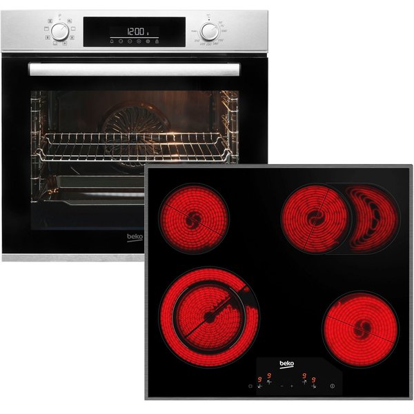 BEKO Backofen-Set BBSM12320X, mit Teleskopauszug nachrüstbar, Hydrolyse, Gleichmäßige Heißluft für perfekte Ergebnisse dank Aeroperfect