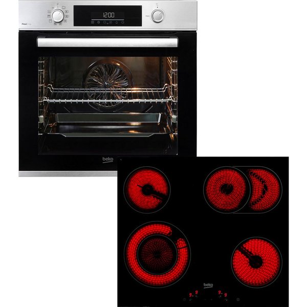 BEKO Backofen-Set BBSM12320XMPEF, mit 1-fach-Teleskopauszug, Pyrolyse-Selbstreinigung, FlexiCrisp – Knusprige Perfektion ohne Verschieben des Blechs