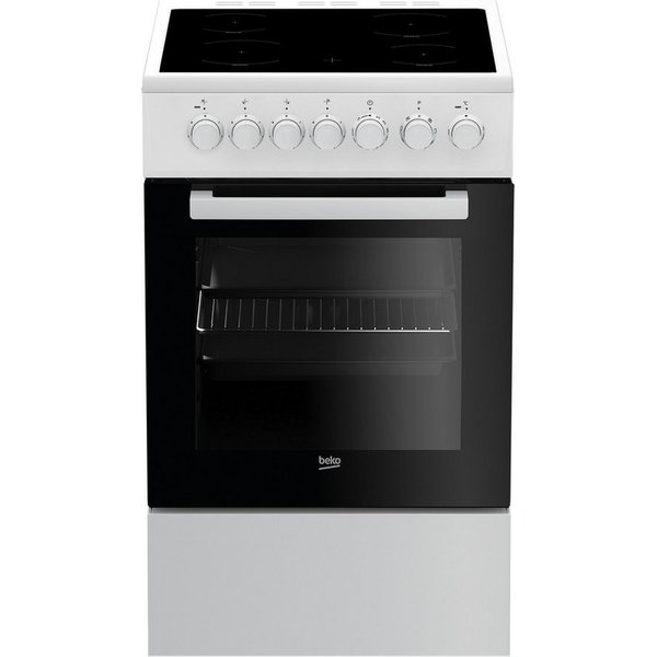 BEKO Elektro-Standherd FSM57100GW, Simple Steam Reinigungsfunktion, Abnehmbare Backofentür