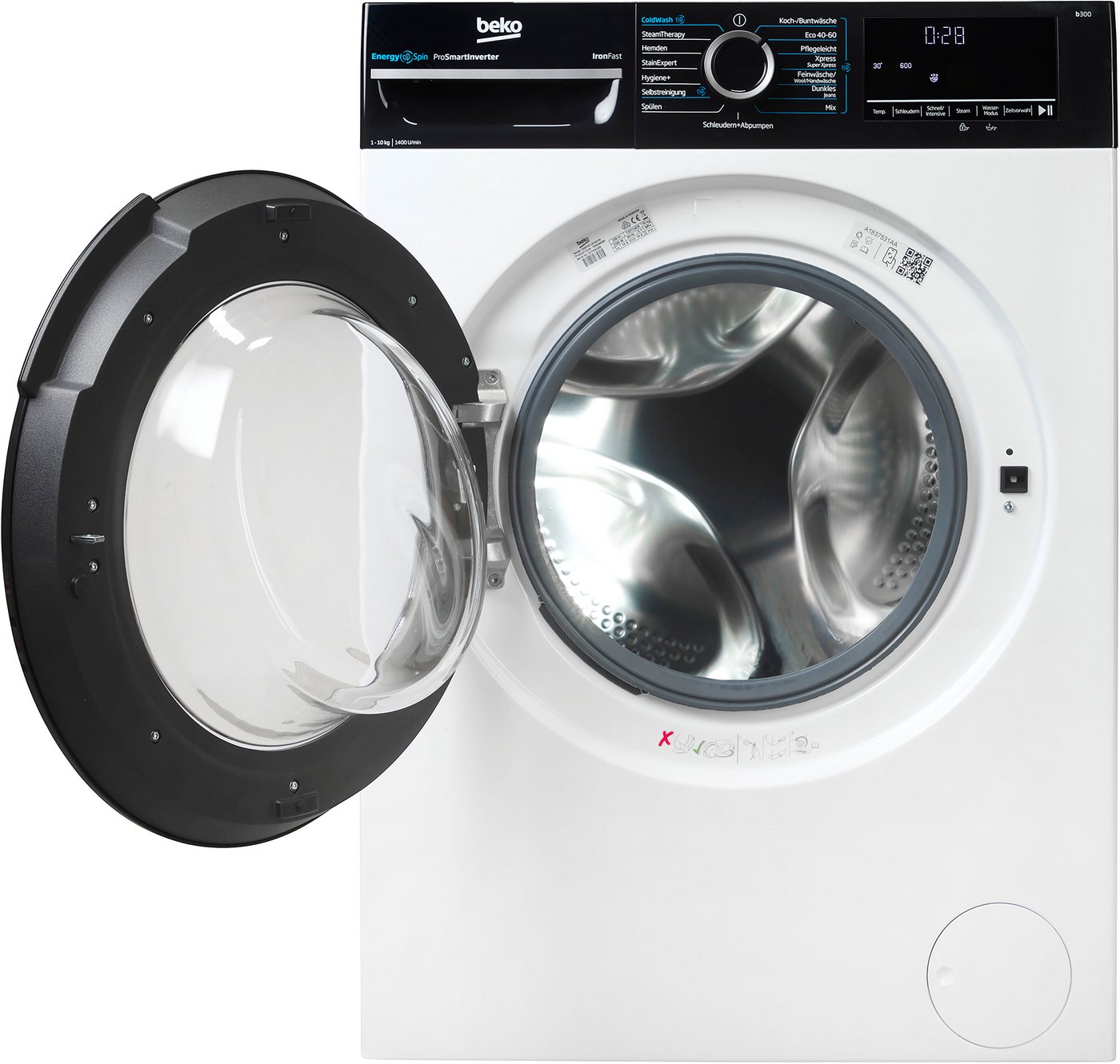 BEKO Waschmaschine BM3WFU41041W, 10 kg, 1400 U/min, Waschen mit EnergySpin: Bis zu 35 % Energie sparen – nicht nur in Eco – Bild 4 von 5