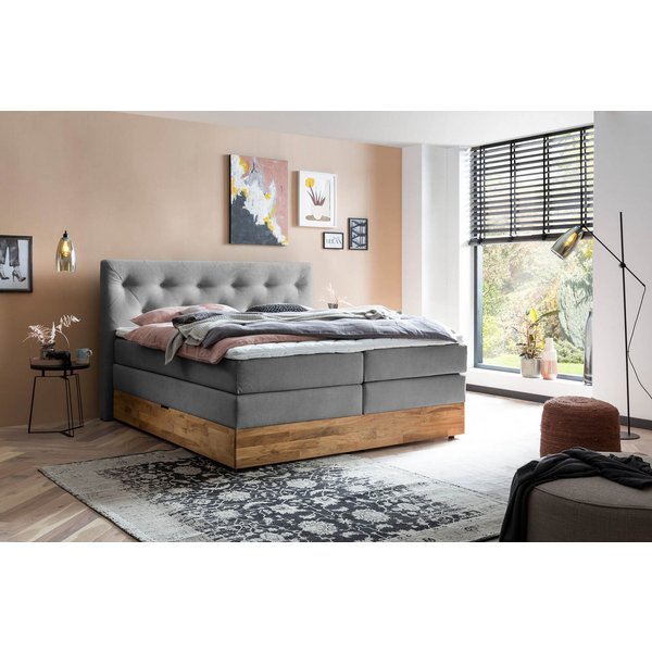 Belanoti Boxspringbett Marbo mit Bettkasten Eiche (Bett inklusive Matratze und Topper, 7-Zonen TFK-Matratze H2/H3 wendbar & 6 cm Visco-Topper), 140x200, 160x200