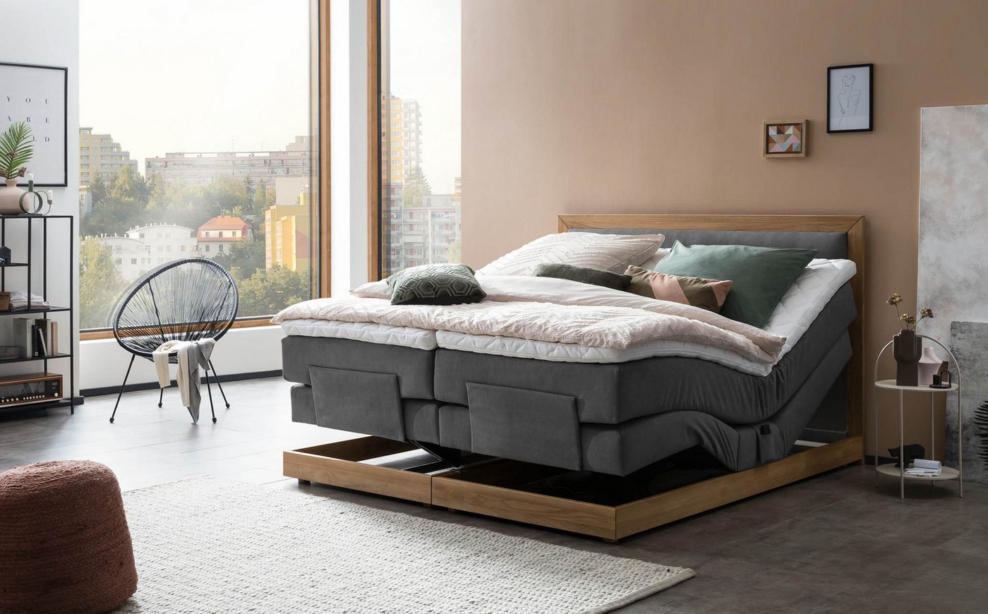 Belanoti Boxspringbett MODELA (Boxspringbett 160x200 elektrisch verstellbar Bett 160x200 mit Motor, 7-Zonen Taschenfederkern Matratze inklusive Visco Topper), i – Bild 2 von 5