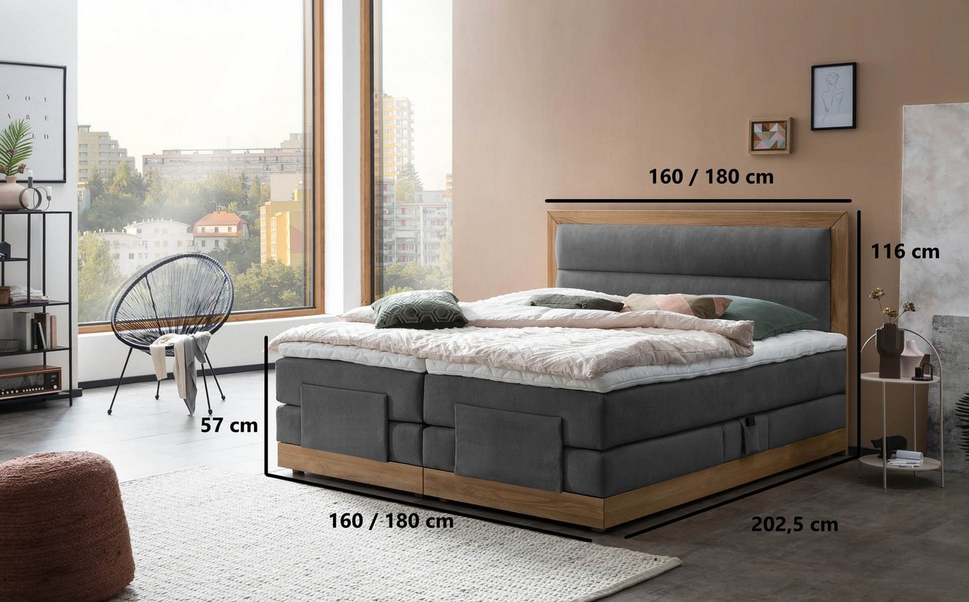 Belanoti Boxspringbett MODELA (Boxspringbett 180x200 elektrisch verstellbar Bett 180x200 mit Motor, 7-Zonen Taschenfederkern Matratze inklusive Visco Topper), i – Bild 5 von 5