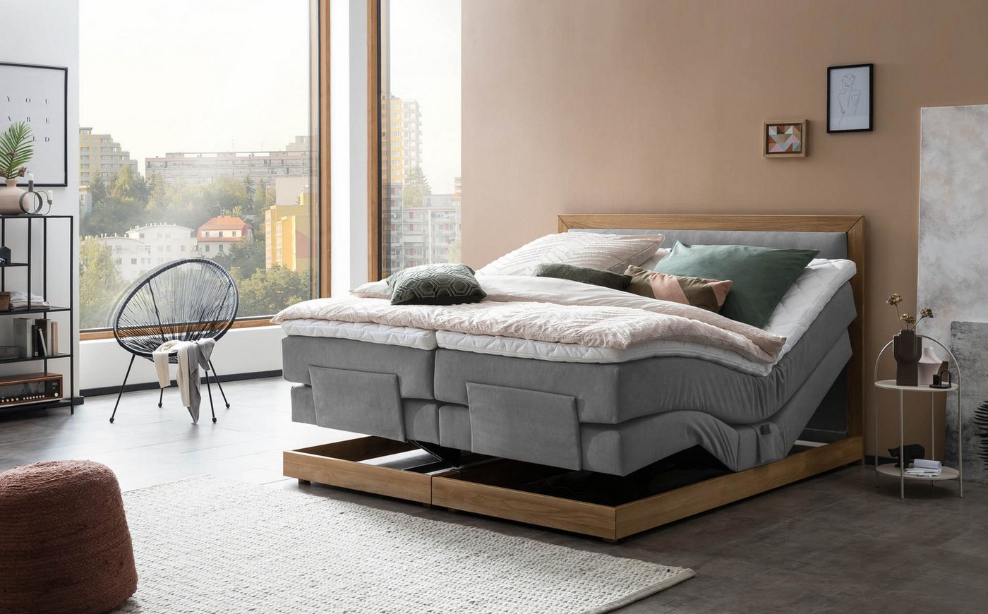 Belanoti Boxspringbett MODELA (Boxspringbett 180x200 elektrisch verstellbar Bett 180x200 mit Motor, 7-Zonen Taschenfederkern Matratze inklusive Visco Topper), i – Bild 2 von 5