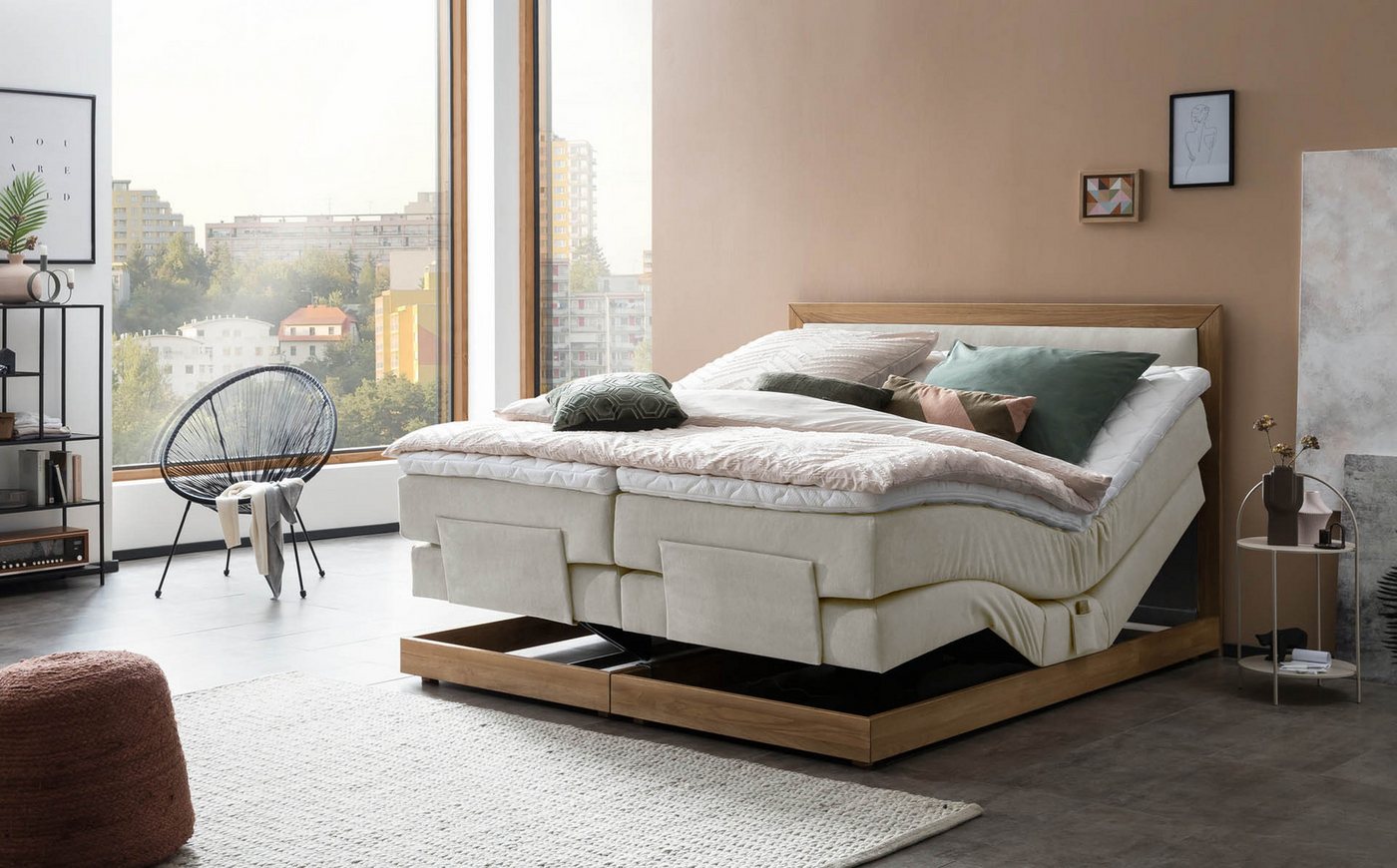 Belanoti Boxspringbett MODELA (Boxspringbett 200x200 elektrisch verstellbar Bett 200x200 mit Motor, 7-Zonen Taschenfederkern Matratze inklusive Visco Topper), i – Bild 2 von 5