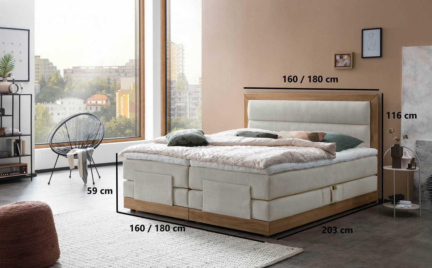 Belanoti Boxspringbett MODELA (Boxspringbett 200x200 elektrisch verstellbar Bett 200x200 mit Motor, 7-Zonen Taschenfederkern Matratze inklusive Visco Topper), i – Bild 5 von 5