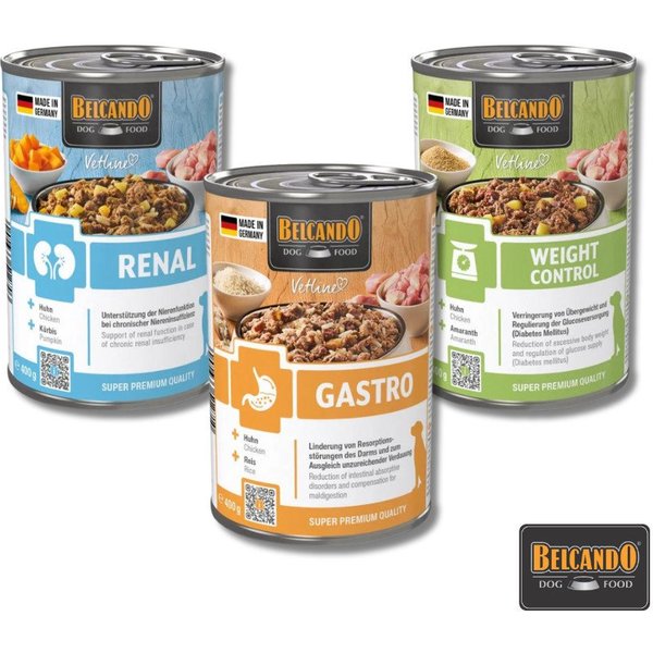 Belcando Vetline Nassfutter 6x400g - Renal, Gastro & Weight Control Gastro, Nassfutter für: Hunde