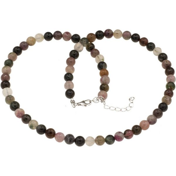 Bella Carina Perlenkette Kette mit Turmalin Edelstein Perlen 6 mm 42 - 47 cm, mit echten Turmalin
