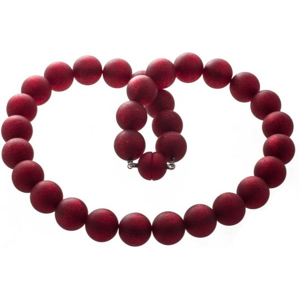 Bella Carina Perlenkette Polaris Perlen Kette 16 mm dunkles rot, Magnetverschluss