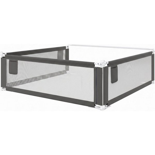 Bellabino Bettschutzgitter Drina, Rausfallschutz, Kinderbettgitter höhenverstellbar (180 cm breit, Dunkelgrau, mit Sicherheitsgurt, 3 St., Bettgitter für Boxspr